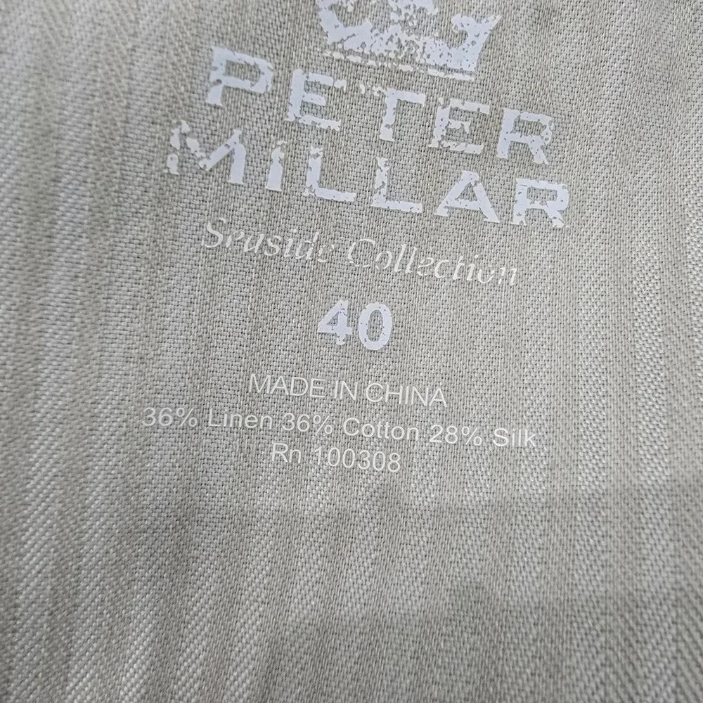 Peter Millar Seaside Collection Tan Linen Cotton Silk Shorts Mens 40 Khaki Flat